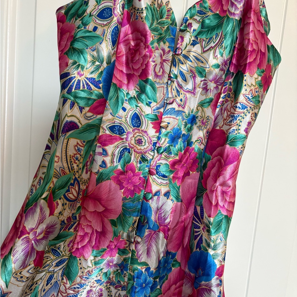 Vintage Victoria's Secret Floral Satin Nightgown in Pink, Green, Blue, Purple